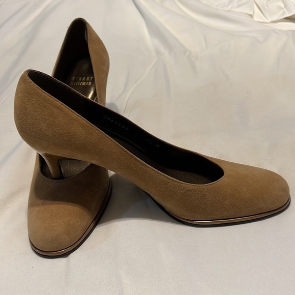 STUART WEITZMAN CAMEL SUEDE PUMPS, sz 7.5 BUSINESS, DRESS, LUXURY - Picture 2 of 12